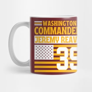 Washington Commanders Reaves 39 American Flag Football Mug